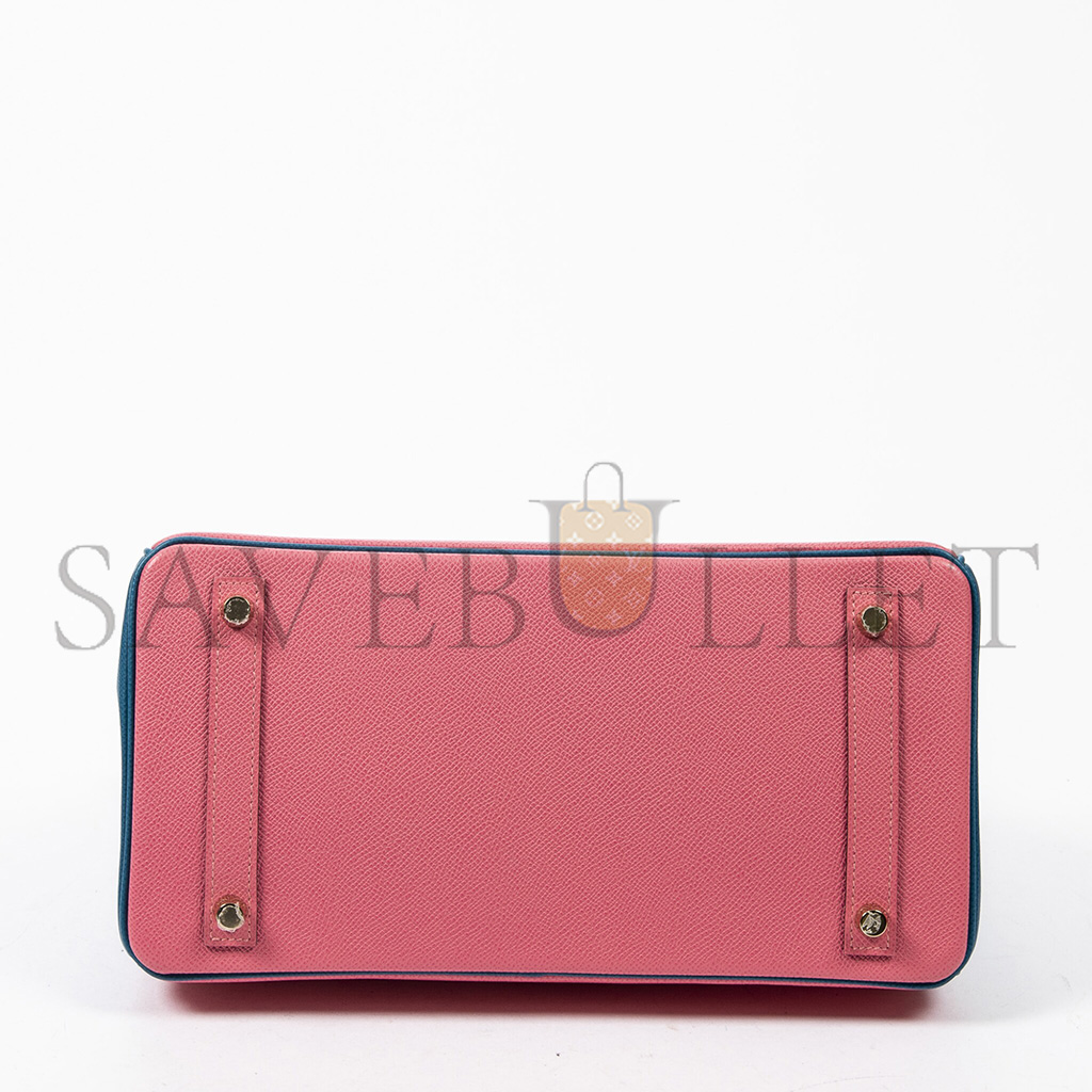 hermÈs master birkin 30 chevre leather cherry blossom and N0*Hern blue gold buckle h028369cc37 (30*23*15cm)